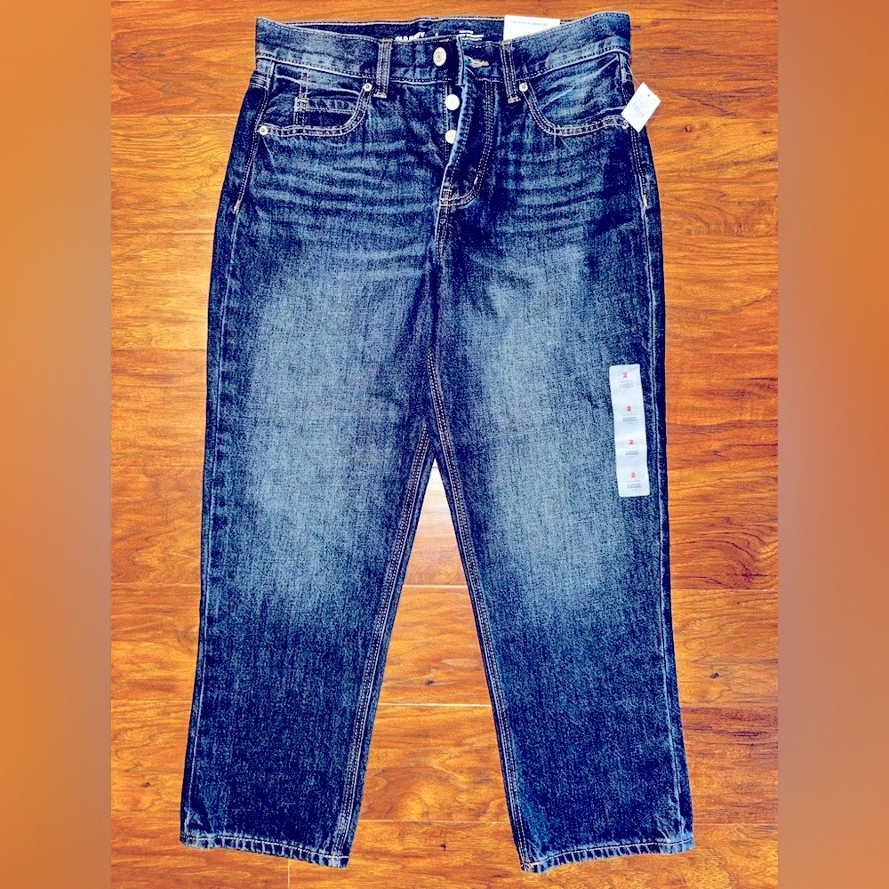 NWT - Old Navy High Rise Button Fly Slouchy Straight with Slim Pockets - 2